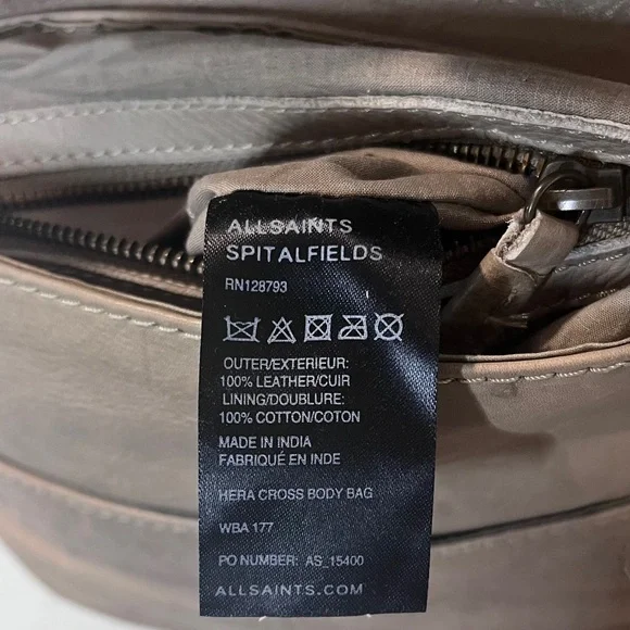 All Saints Spitalfields Leather Crossbody beige Tan purse magnetic jacks place - Picture 7 of 8